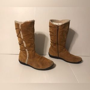 AEROSOLES suede tan mid calf zip up boots women size 9 M